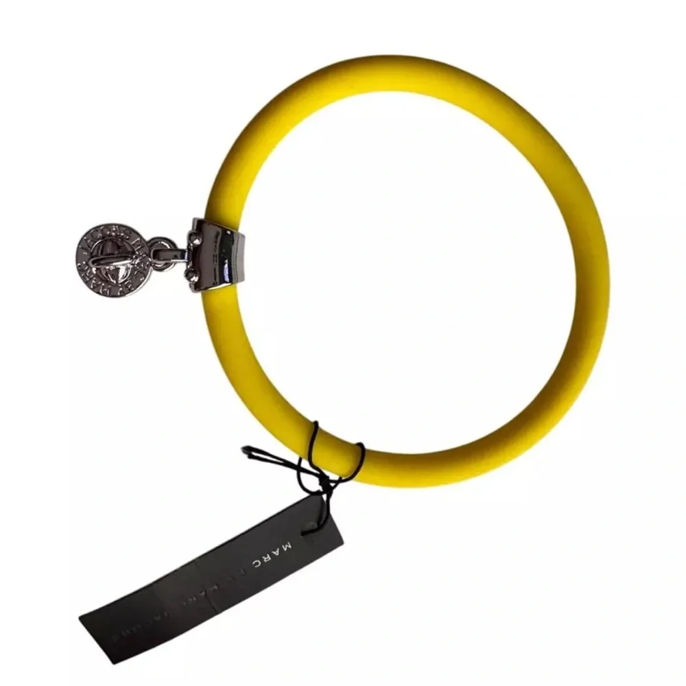 NEW! MARC JACOBS Silicone Bracelet in Safety Yellow with Silver Charm